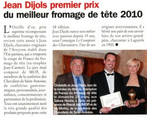 Article sur Jean Dijols dans La Dépêche du Midi d'avril 2010
